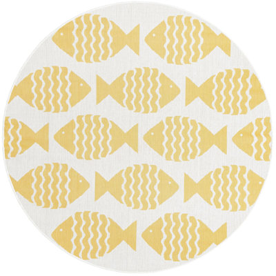 Tapis contemporain de couleur jaune Daitzman