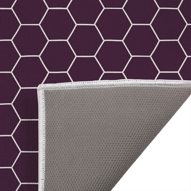 Tapis de toilette rectangulaire absorbant et antidérapant à peigne, 24" W x 17" L, Eggplant Geometric