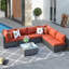 Ensemble 7 pièces avec canapé d'extérieur section et table de bout-1047802983