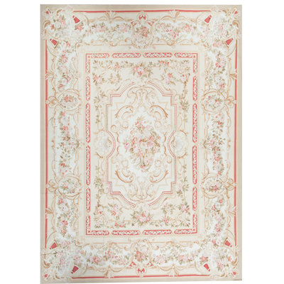 Tapis crème et pin noué à la main de haute qualité
