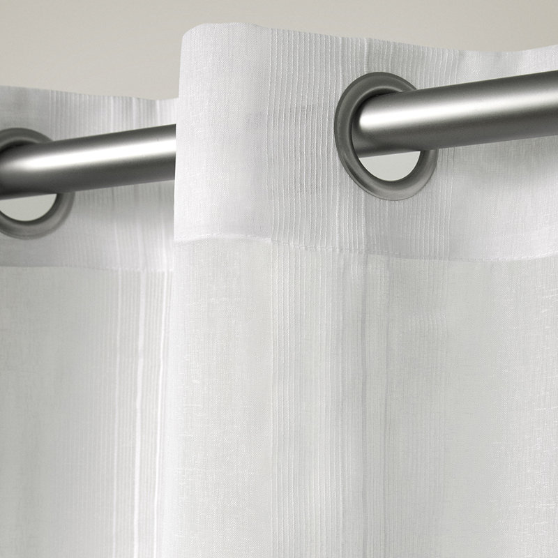 Gabbie 2-Piece Polyester Sheer Grommet Curtain Pair, White, 50" W x 108" L