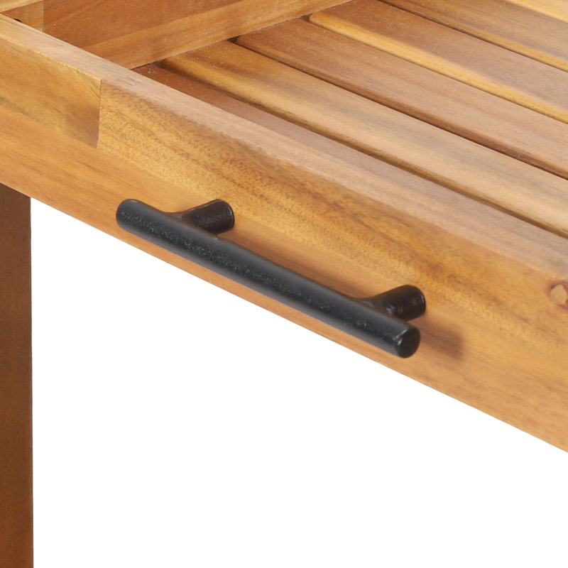 Chariot-bar à tablette en bois - Panneaux à lattes, mobile avec porte-bouteilles de vin, l 44 po x P 21,72 po, H 31,64 po, métal au design transitionnel noir, option de rangement
