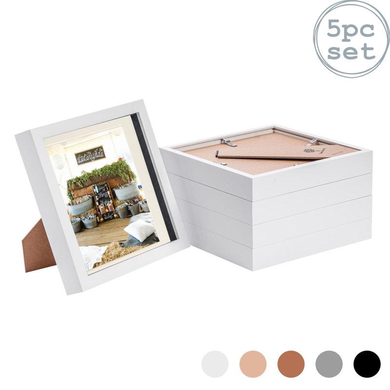 Nicola Spring - 3D Box Photo Frames - Mount, 22.5cm H x 22.5cm W x 3.5cm D, White/Ivory