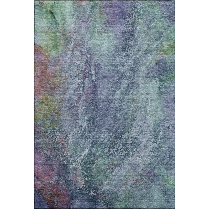 Premium Machine Washable Mayfield AMF2308 Abstract Rug, Blue, 9' x 12'