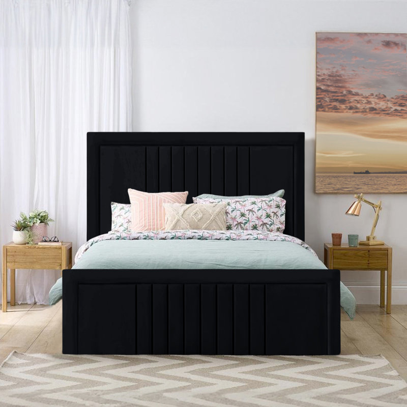 Niels Upholstered Ottoman Storage Bed, Double (4'6), Black
