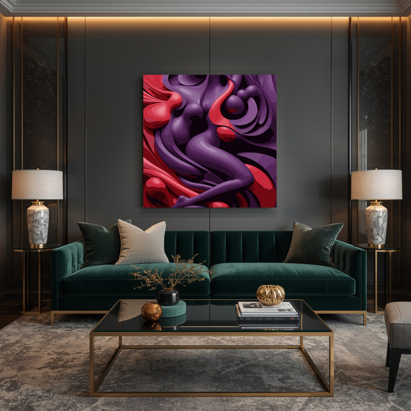 Art mural abstrait sur toile 74 mauve, H 8 po x l 8 po