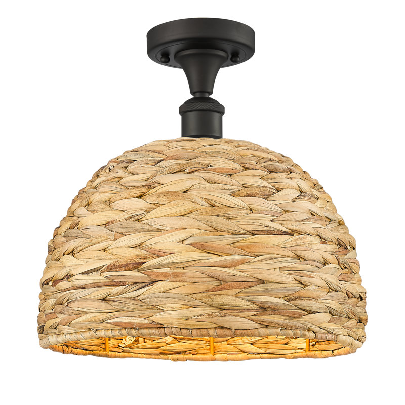 Plafonnier semi-encastré 1 lumière 16 po Tsang, H 12,25 po x l 12 po x P 12 po, Bronze huilé