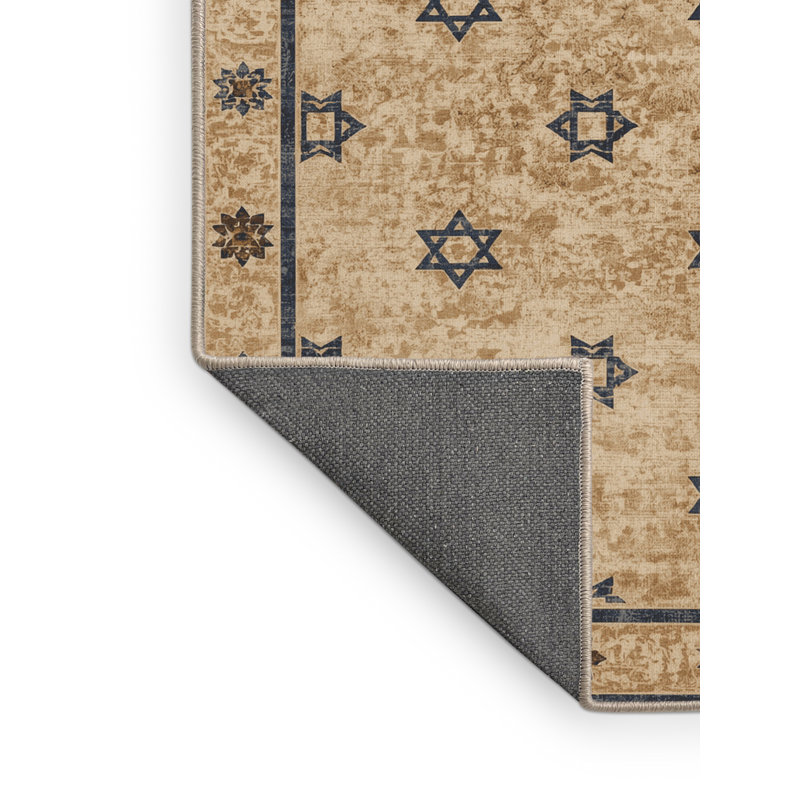 Soft Plush Eudy Hanukkah Modern & Contemporary Abstract Area Rug in Brown – Beige Binding, 8x12