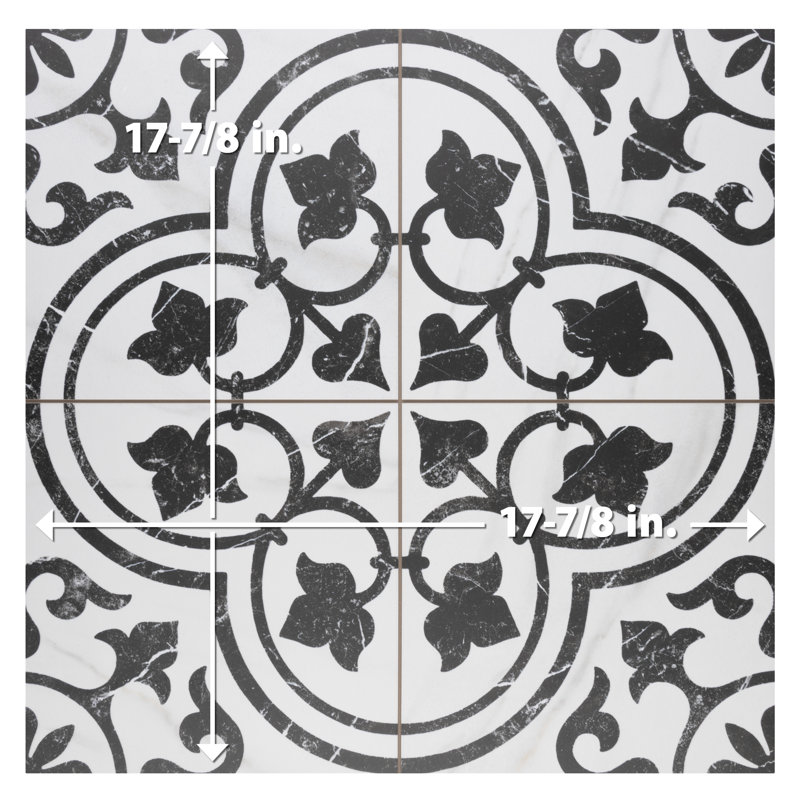 Merzoni 18" x 18" Porcelain Patterned Wall & Floor Tile