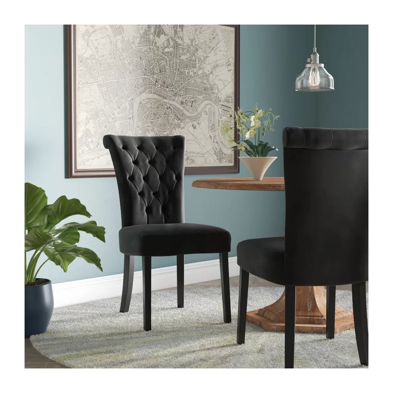 CHAISE DE SALLE À MANGER CHARLOTTE KD, Tissu noir