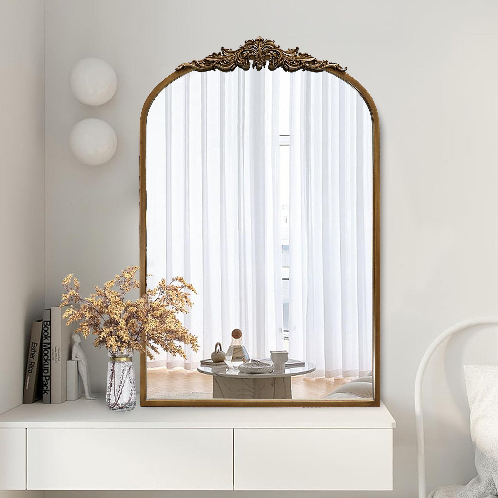 House of Hampton® Vintage Decorative Wall Mirror Metal Arch Mirror