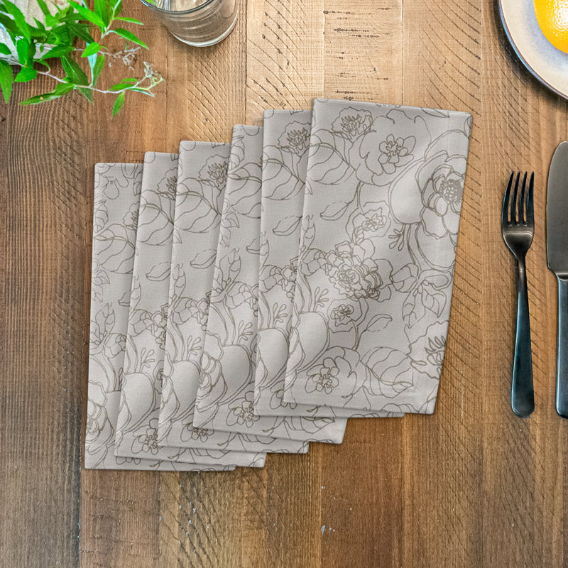 Serviette florale rectangulaire, gris