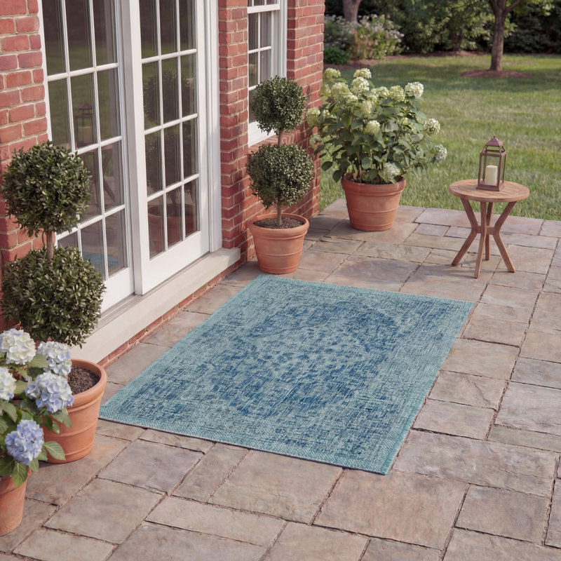 Tapis d'intérieur / extérieur bleu Susanne, Rectangle 2 pi x 3 pi 7 po