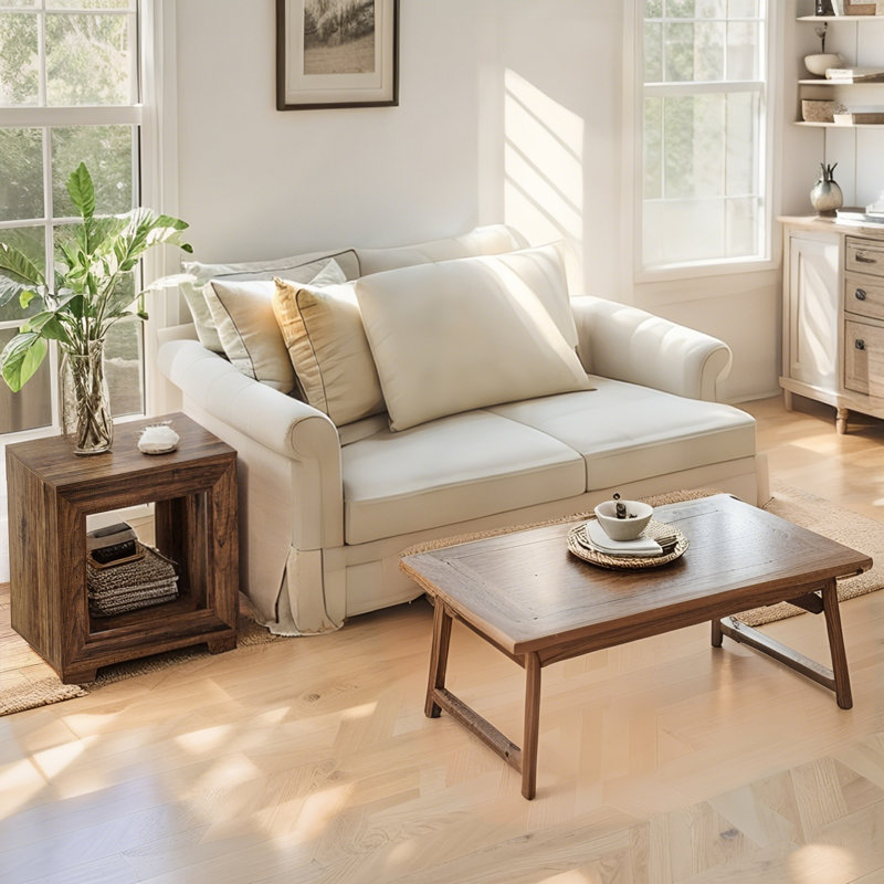 Table de bout 23,62 po, tables de chevet carrées en bois avec rangement