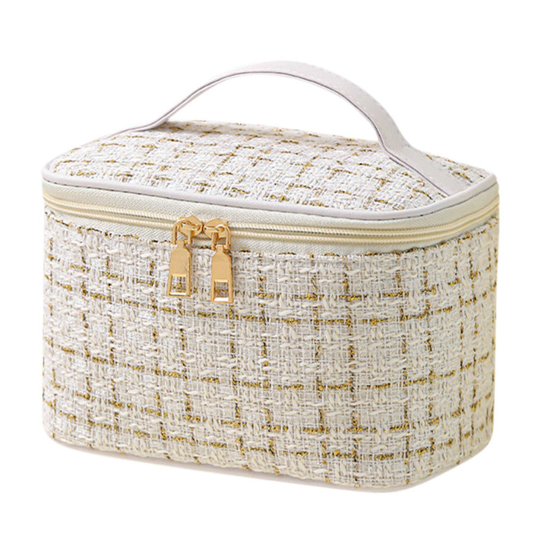 Grande trousse à maquillage grande capacité de voyage, Blanc
