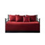 Literie rouge pour lit de jour - 6 pièces, imprimé à carreaux réversible, rembourrage en coton pour un confort optimal, convient aux matelas simples, comprend des taies d'oreiller, un coussin décoratif et une housse de couette au style rustique chic.