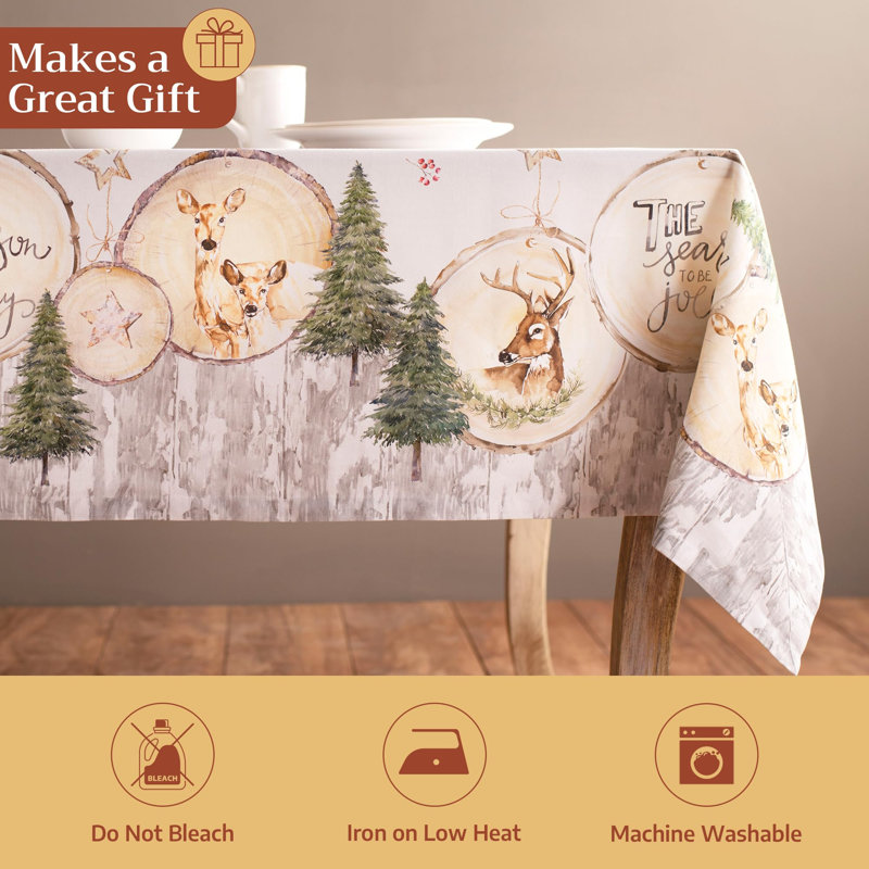 Maison d' Hermine Table Cloth Rectangle Table 100% Cotton 70 x 108 Inches Fall Tablecloth Reusable Everyday Use for Thanksgiving Christmas Decorations Dining Farmhouse Party (Mountain Life)
