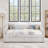 Queen daybed: upholstered sofa bed, two-drawer trundle, vertical stripes, linen fabric (86.5"x65"x30")-2121276755