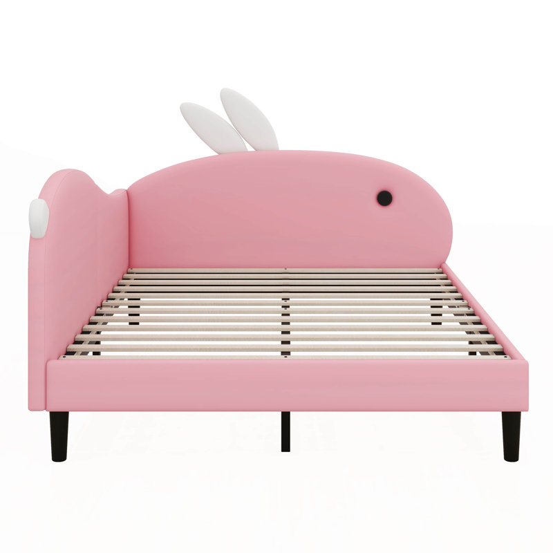 Lit de jour rembourré en forme de lapin, canapé-lit avec tête de lit à oreilles de lapin, Double