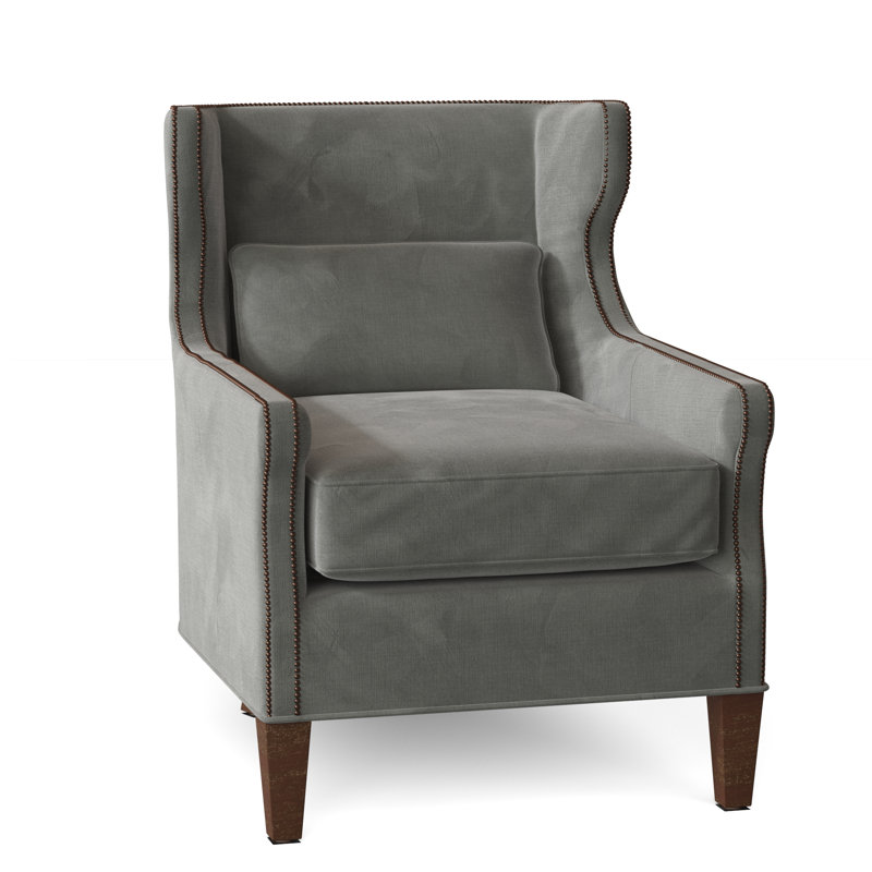 Fauteuil à oreilles l 28 po Percy, Noyers, 9953 Polyester étain