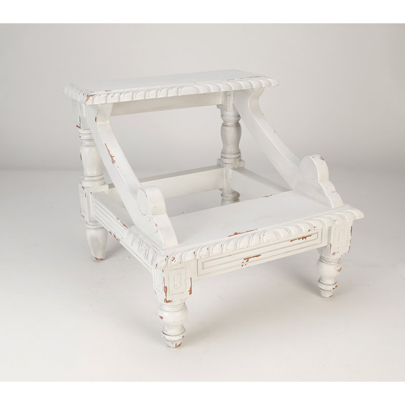 Marchepied en bois 2 marches, Blanc
