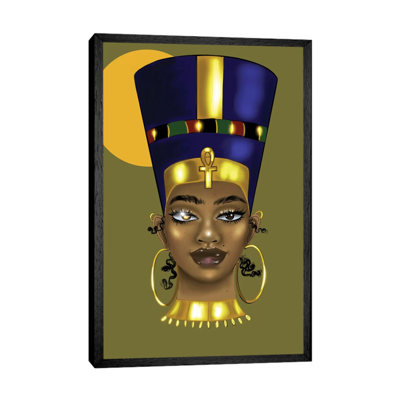 Brianna Nefertiti - Print on Canvas, 66.04 cm H x 45.72 cm W, Black Framed