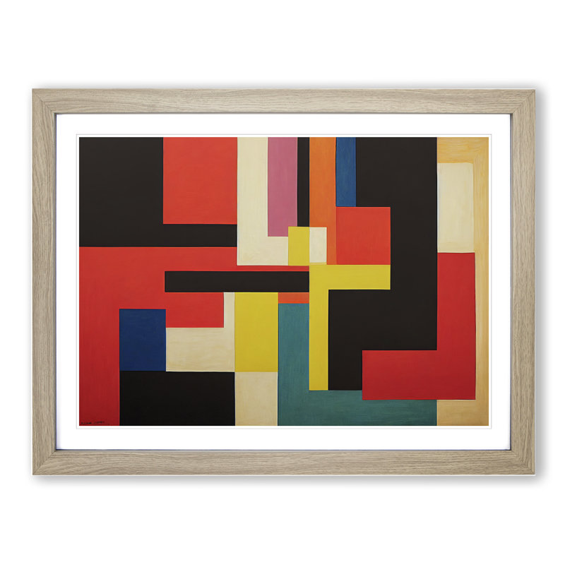 Modern Bauhaus Vol.4 Abstract - Framed Print, 46cm H x 64cm W x 2cm D, Oak
