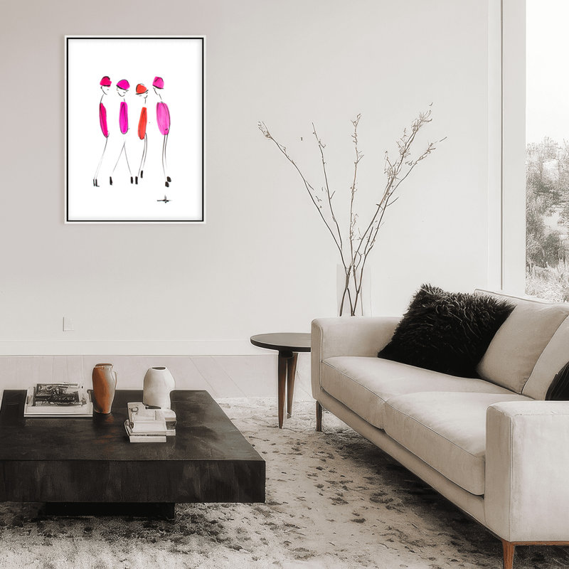 Four In Fuchsia Print by Chauncey Jacks, 16" H x 12" W x 2.375" D, Framed Canvas, White