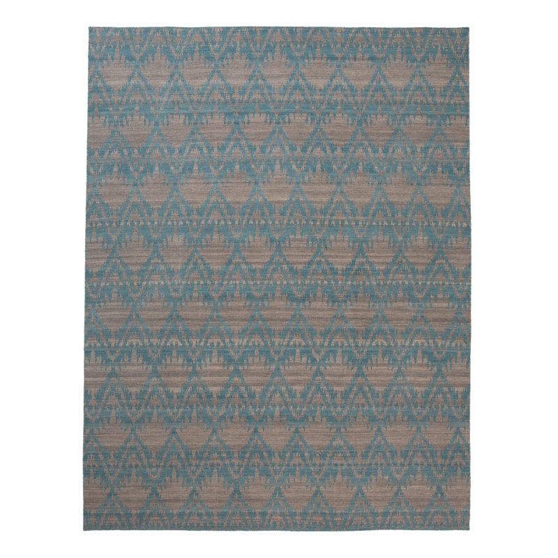Blue Flatweave Wool Rug - 9'1" x 11'1"