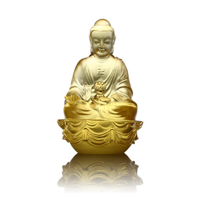 LIULI Crystal Art Crystal "Present Mindfulness" Amitabha Buddha Figurine