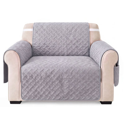 Housse de canapé matelassée avec poches, housse de causeuse lavable antidérapante