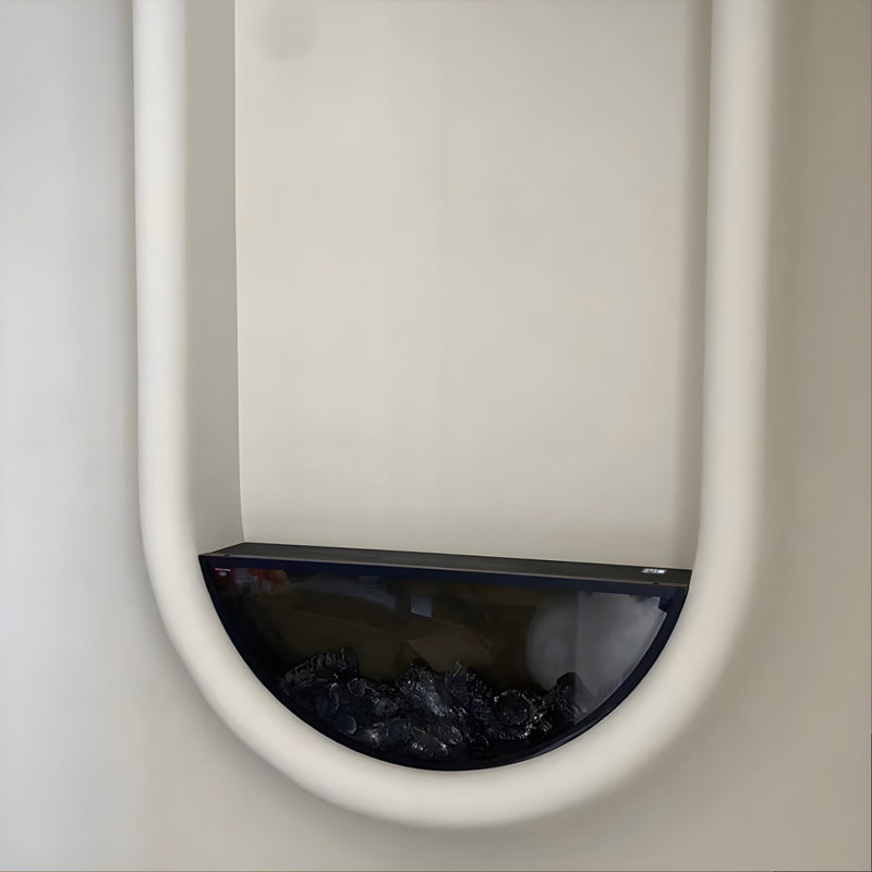 Foyer électrique décoratif encastré en forme de U 35,43 "noir, H 17,72 po x l 35,43 po x P 5,91 po