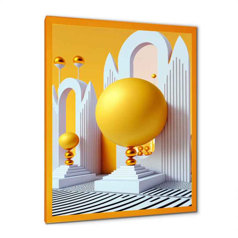 Golden Spheres Infinity V - reproduction sur toile, H 44 po x l 34 po x P 1,5 po, Impression dorée sur toile encadrée