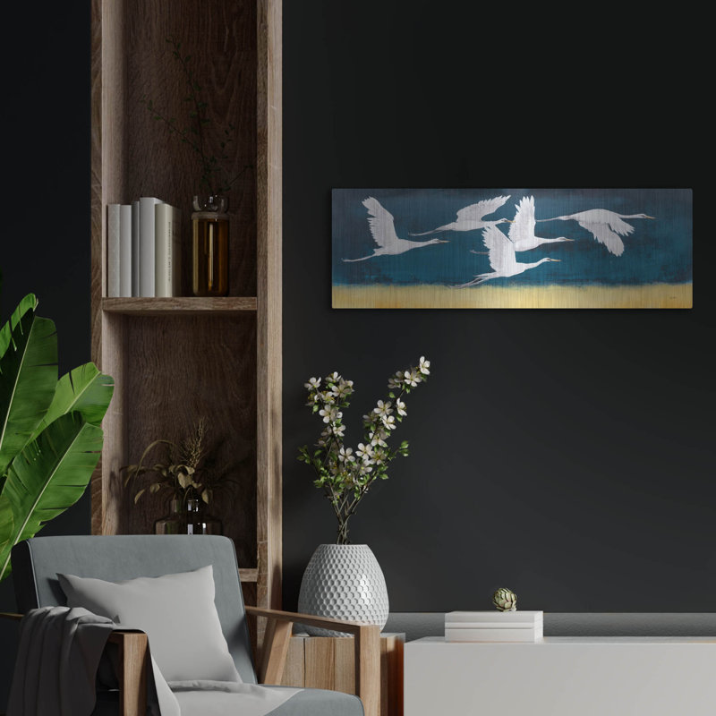Art mural en métal «Feathered Flock 2» par Julia Purinton, H 12 po x l 36 po
