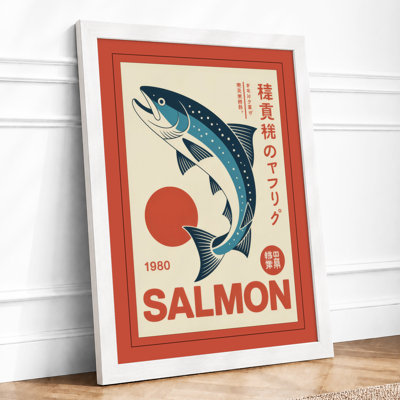Leaping Salmon Art Deco - Framed Print
