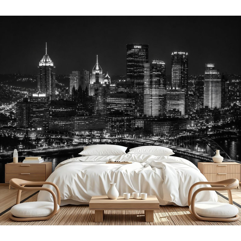 Papier peint adhésif auto-adhésif Cincinnati City Skyline, L 100,08 po x l 144 po