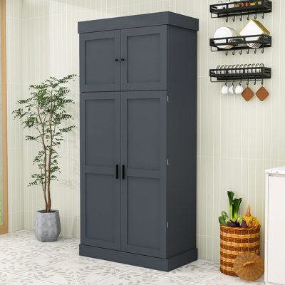 Kitchen Pantry Cabinet - Drawers, Wine Racks, and Adjustable Shelves