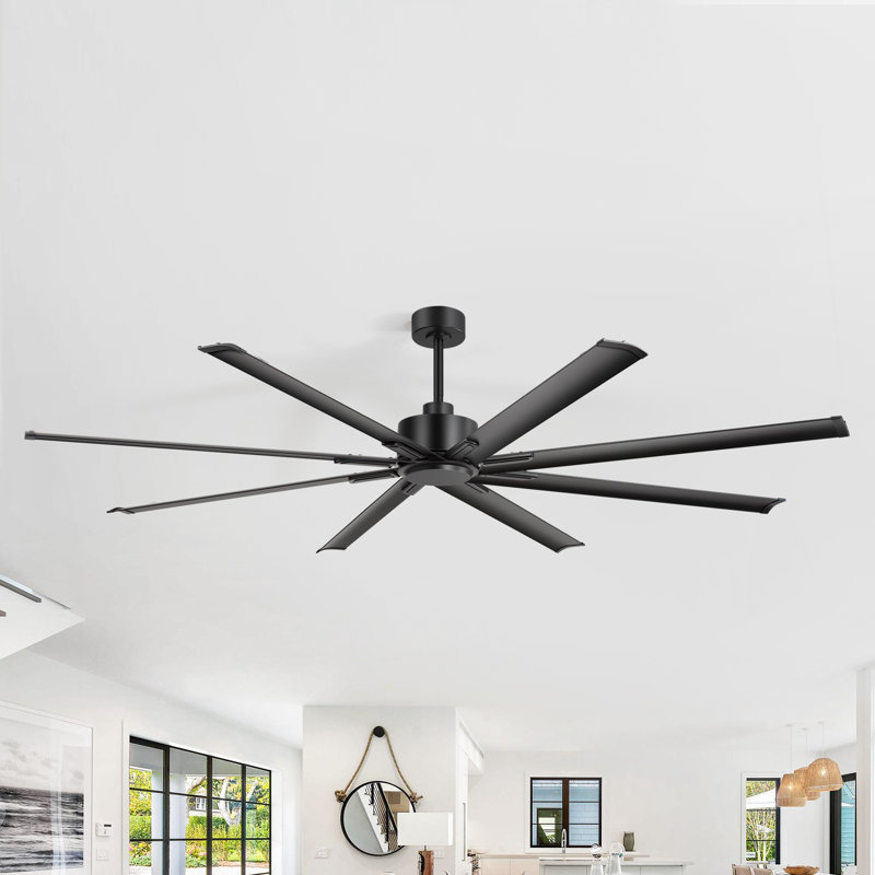 84" Industrial Ceiling Fans,Large Ceiling Fan With 8 Reverisble Aluminum Blades, Quiet Dc Motor, 6-Speed Remote, Indoor/Outdoor Ceiling Fans For Patios/Garage/Porch