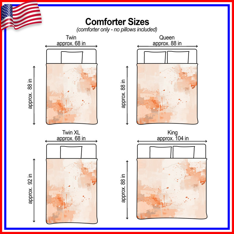 Orange Abstract Splatter Comforter, Queen