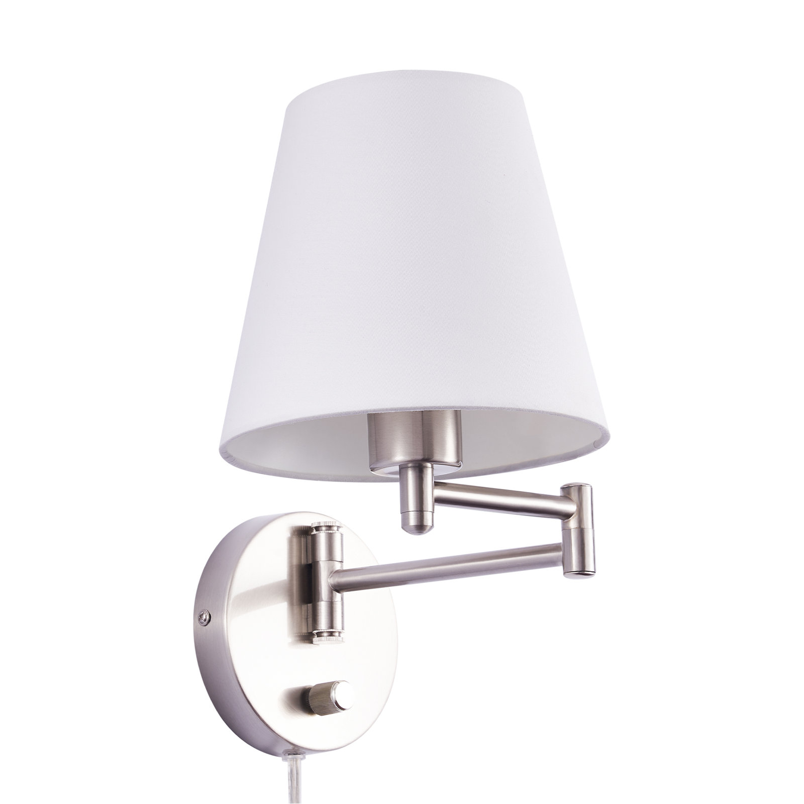 Marsenio Single Light Armed Sconce, Brushed Nickel, 13.78" H x 7.09" W x 21.26" D
