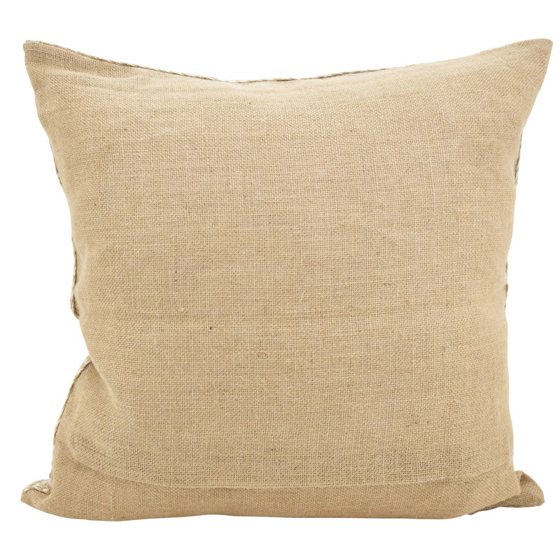 Beige Jute 20" Square Seahorse Throw Pillow