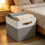 Bacs de rangement pliables en tissu avec 2 poignées en polyuréthane renforcé, paniers de rangement pliables pour placard, tablettes, salon, 11 x 11 x 11 po, paquet de 4, gris et blanc