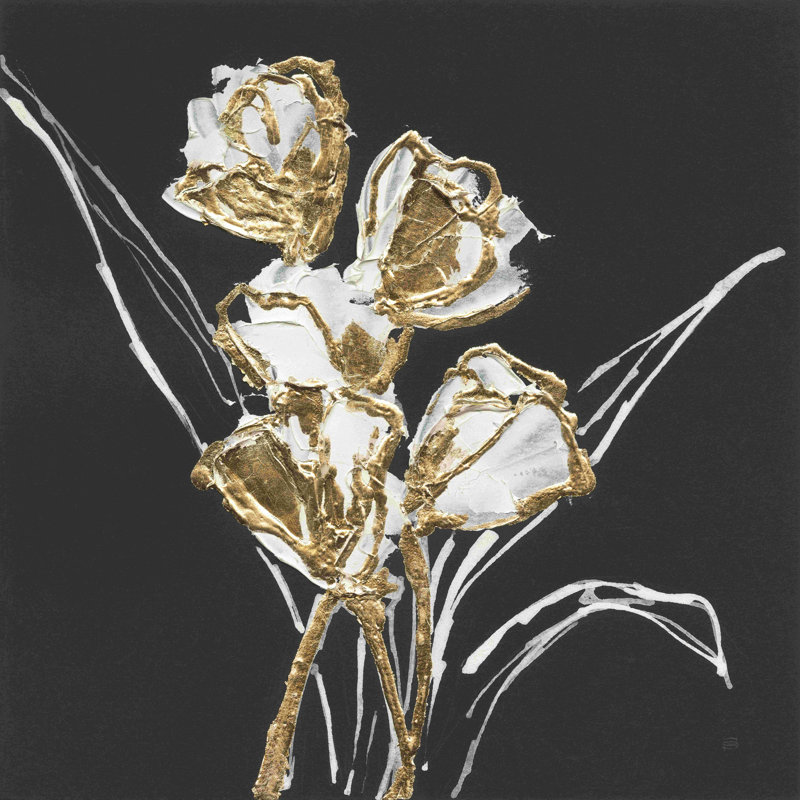 Tulipes dorées noires / dorées, H 20 po x l 20 po