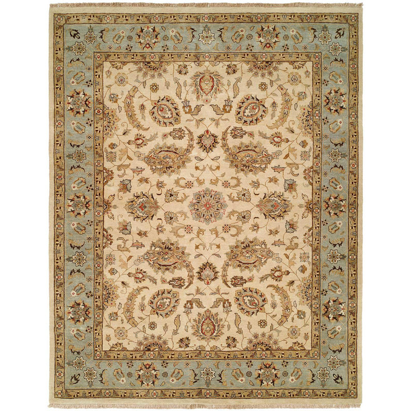 Wool Oriental Area Rug in Ivory/Light Blue, Rectangle 12' x 15'