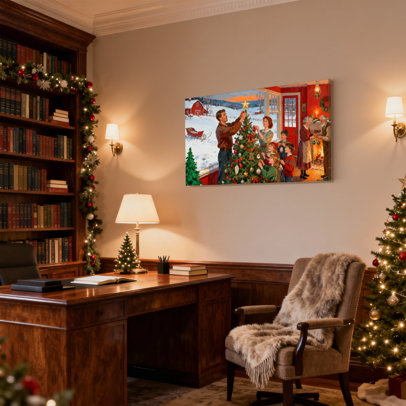 Ensemble de 3 décorations murales en forme de famille de Noël décorative, H 12 po x l 18 po