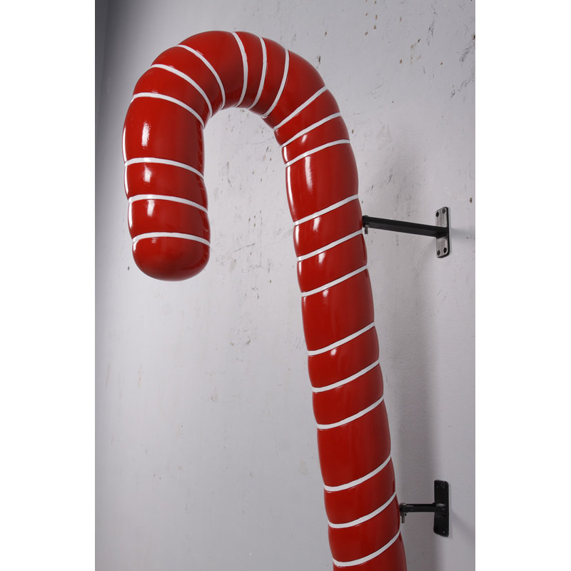 Décoration murale surdimensionnée en forme de canne de bonbon suspendue, Rouge