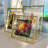 Elegant Gold Metal Floater Frame Set - Minimalist Tabletop Display For Love And Family Photos