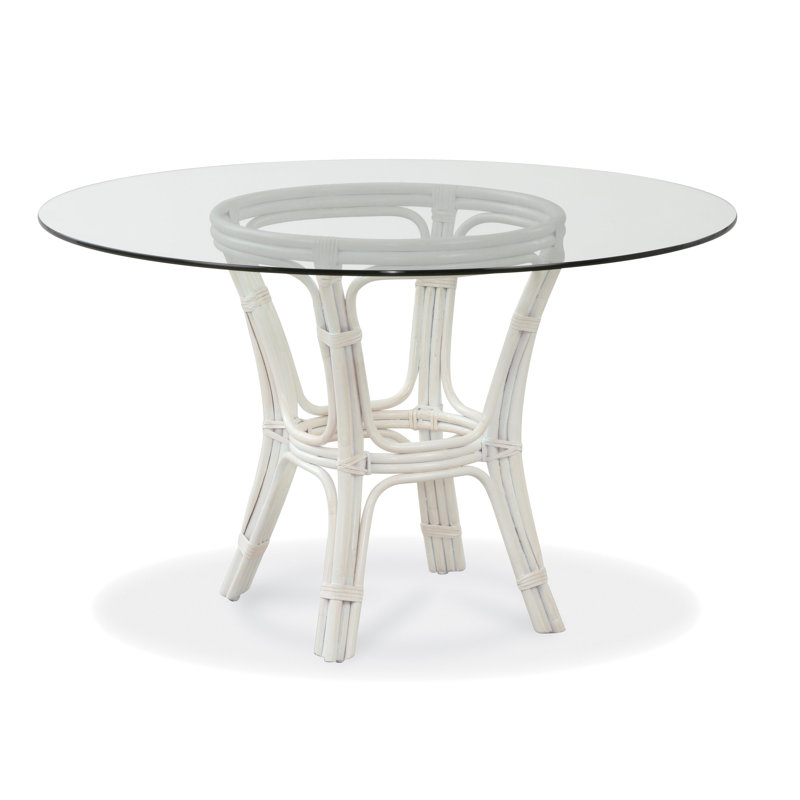 Trellis Round Glass Dining Table, Bisque, 29" H x 42" L x 42" W