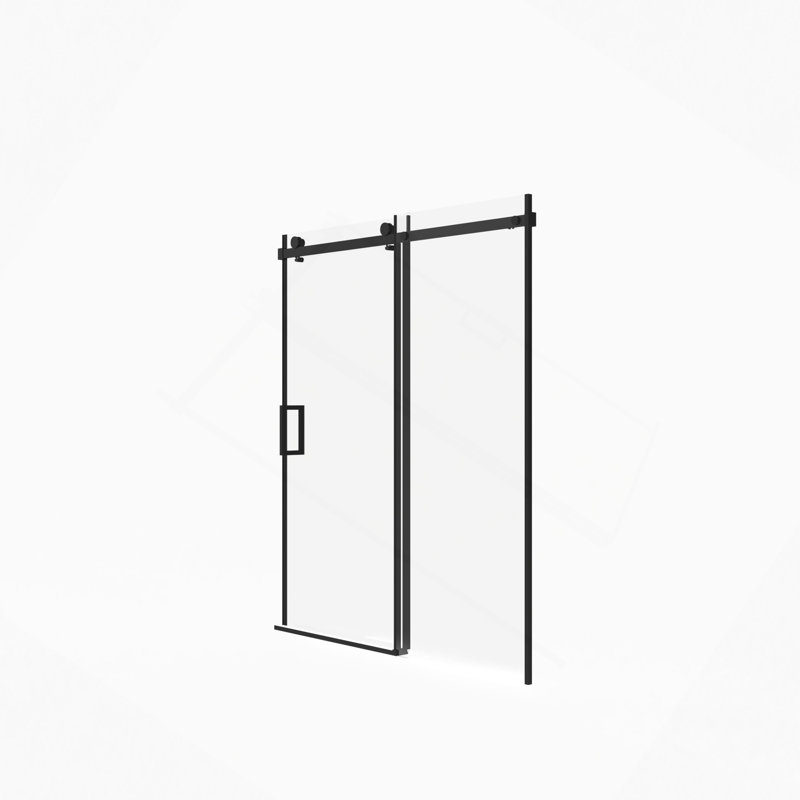 Frameless Sliding Shower Door,5/16" (8Mm) Thick SGCC Tempered Clear Glass,Double Side Easy Clean Coat, Matt Black