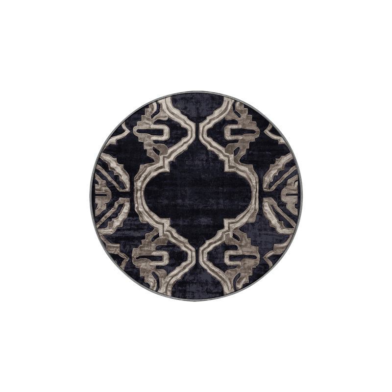Tapis mauve soyeux et moelleux, Rond 3 pi